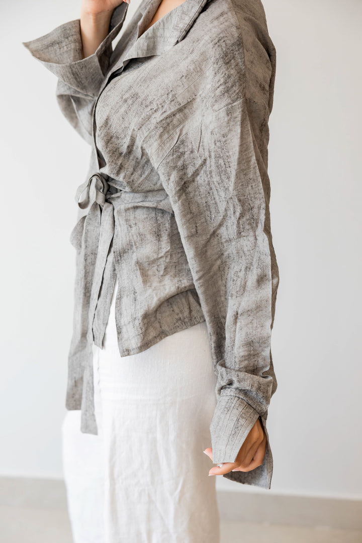Marble Cross Shirt In Stone Grey