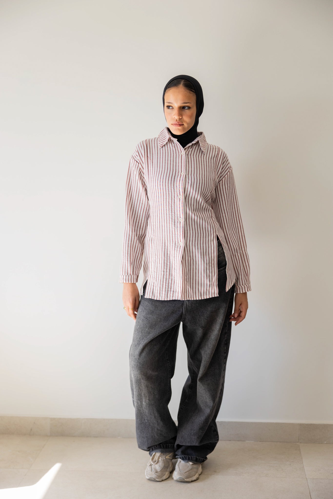 Strippy Shirt In Maroon
