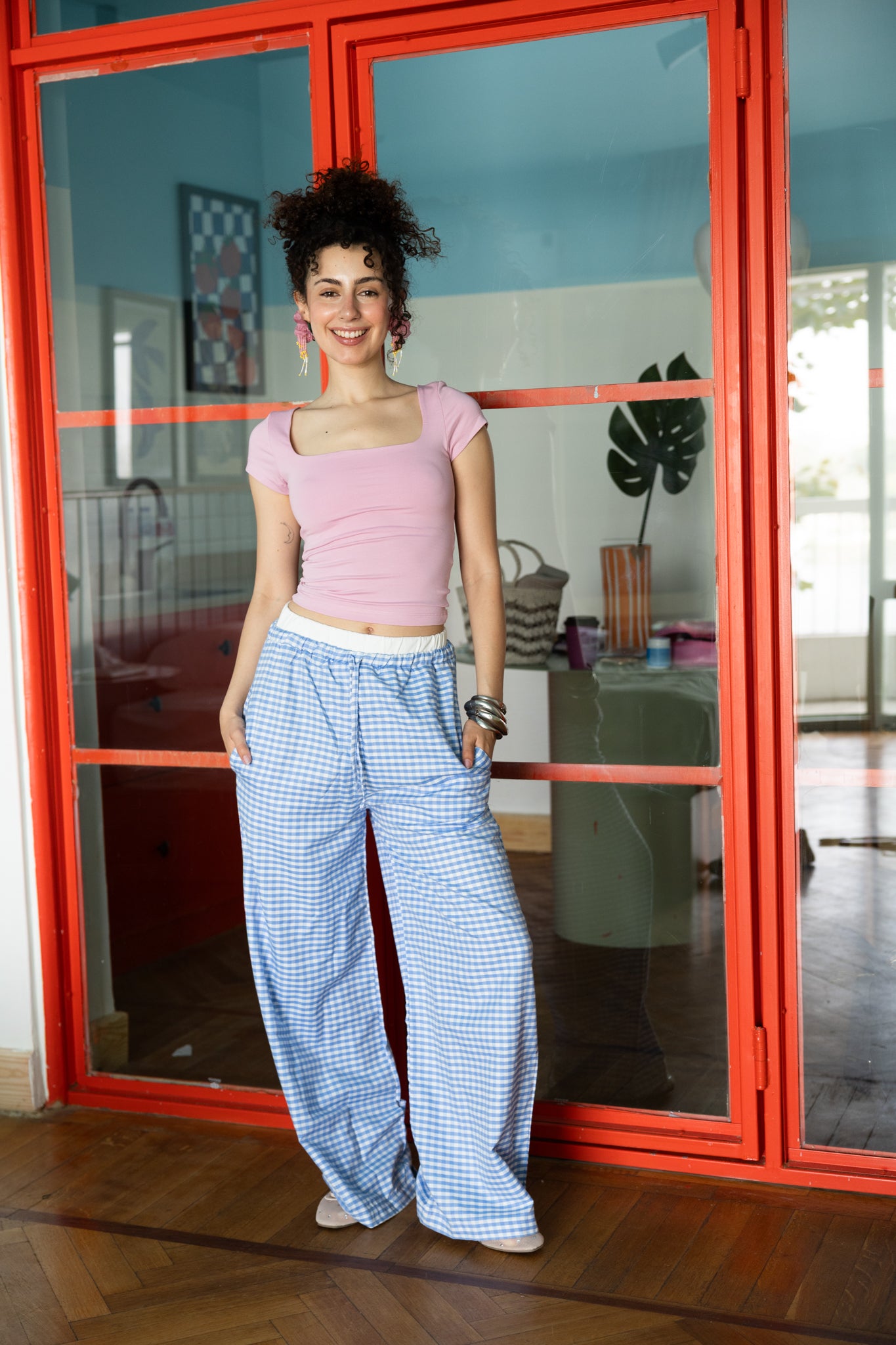 Gingham Pants In Blue