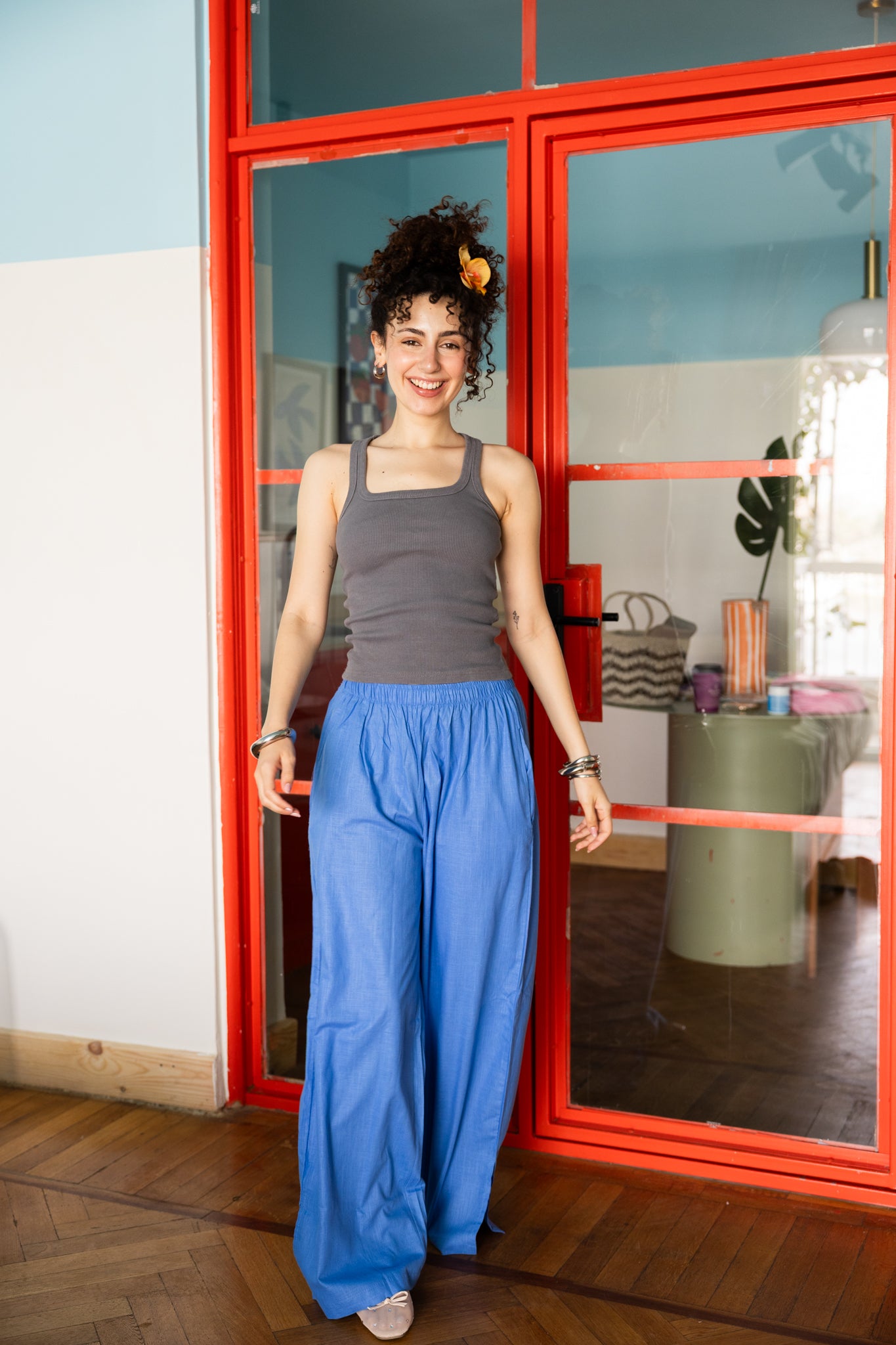 Linen Pants In Royal Blue