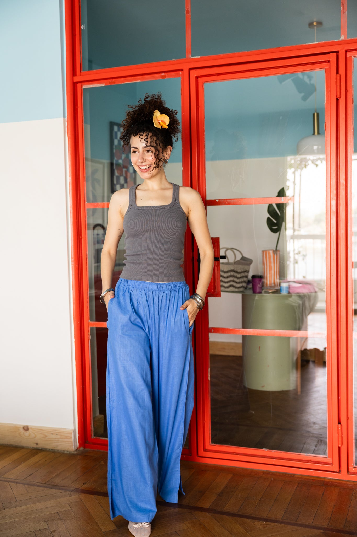 Linen Pants In Royal Blue