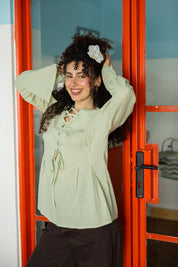 Ruffle Me Up Blouse In Mint