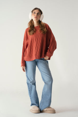 Knit Sweater In Brick Red