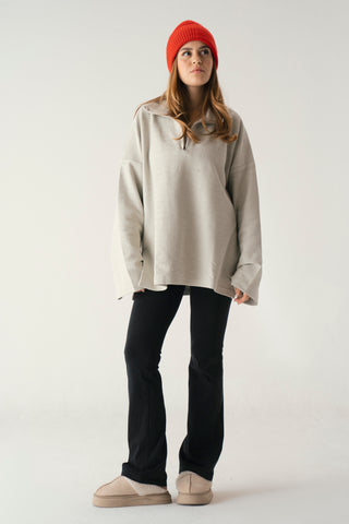 Zip knit sweater in greyish