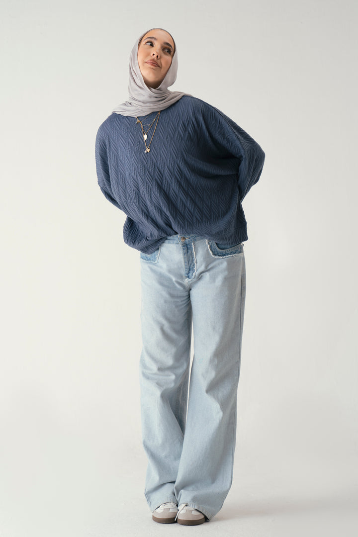 Knit Sweater In Navy Blue