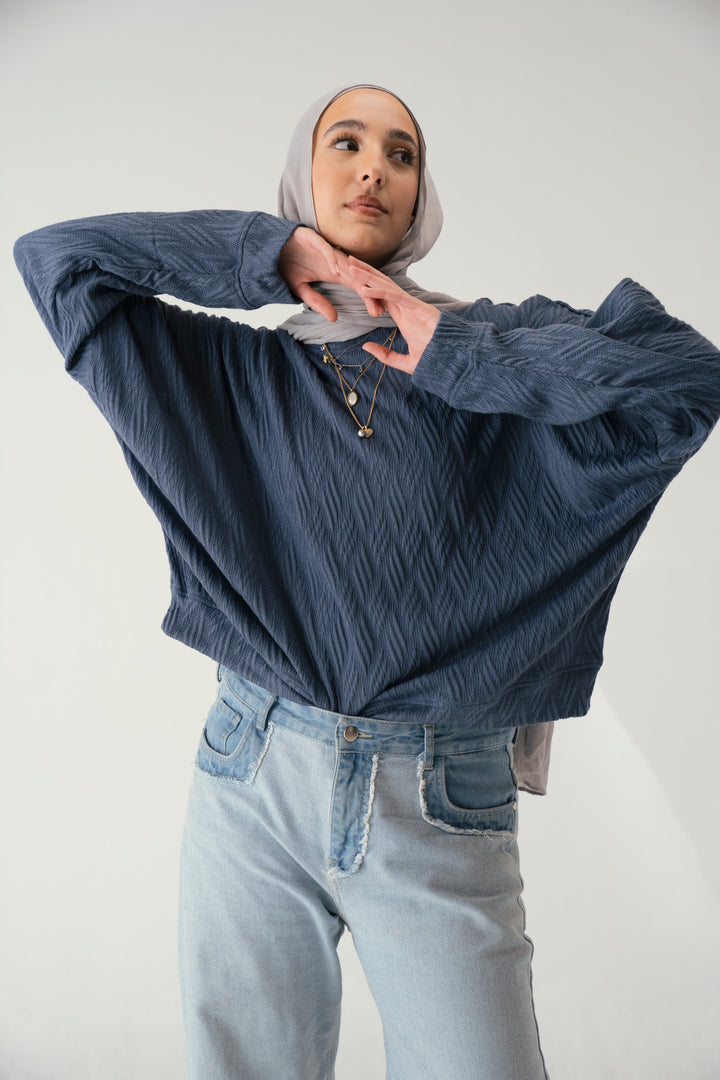 Knit Sweater In Navy Blue