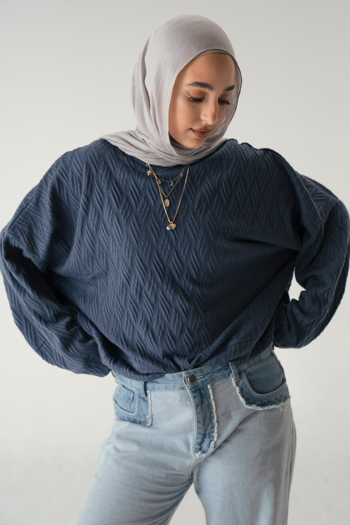 Knit Sweater In Navy Blue