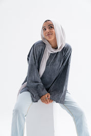 Grey Washed Oversized Blouse