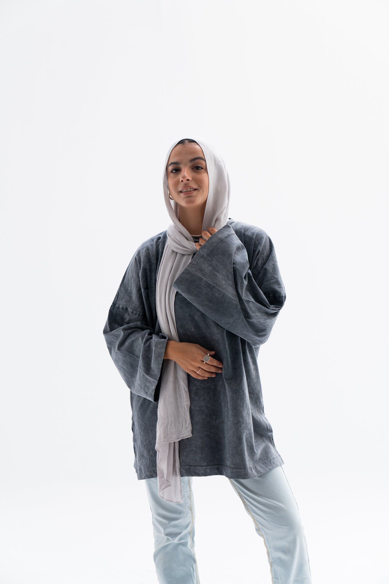 Grey Washed Oversized Blouse