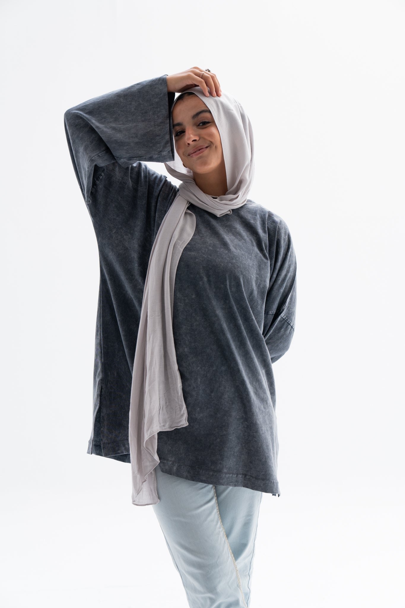 Grey Washed Oversized Blouse
