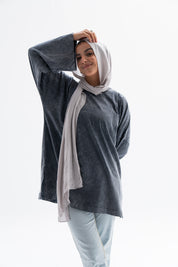 Grey Washed Oversized Blouse